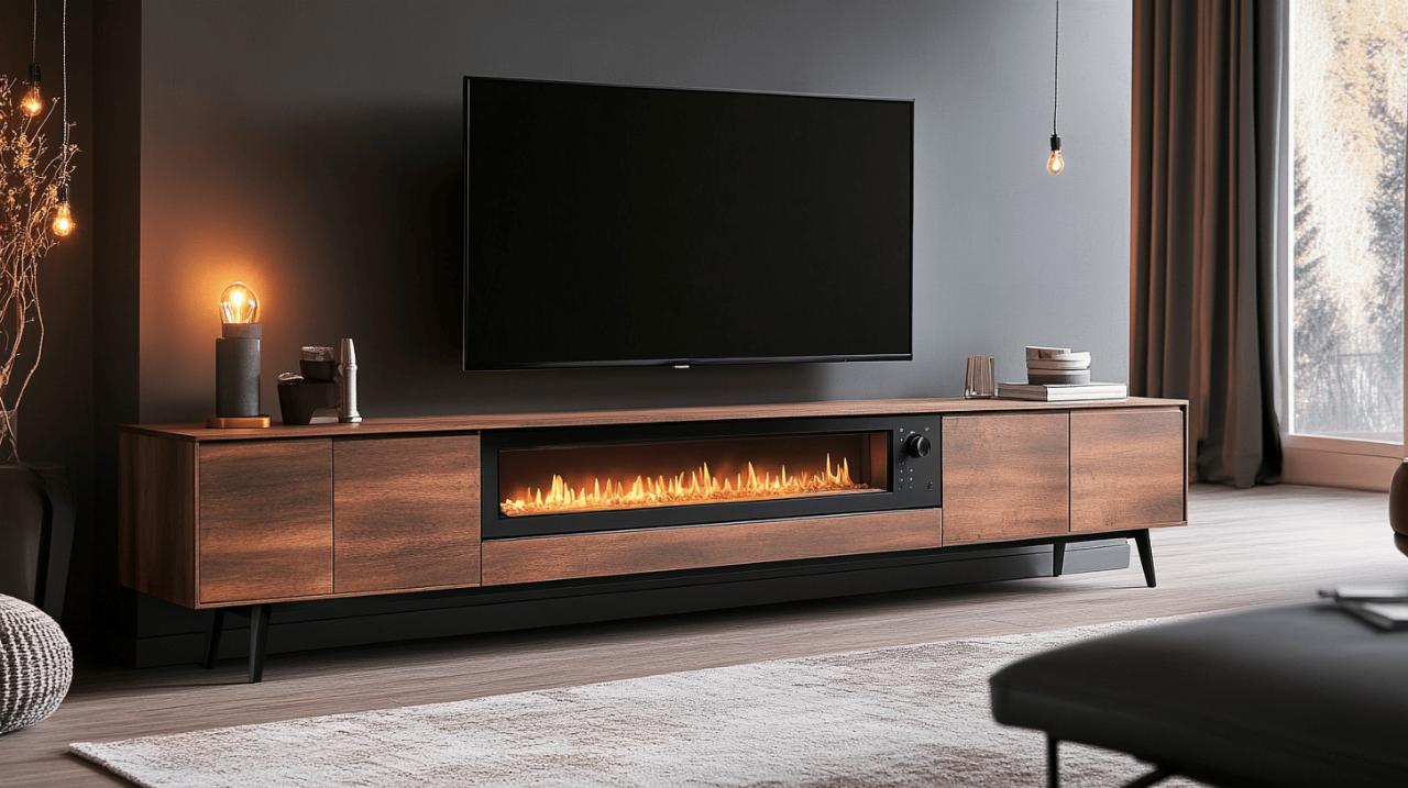 Test du meuble TV Skraut Home : decouvrez le style moderne avec une cheminee electrique XXL