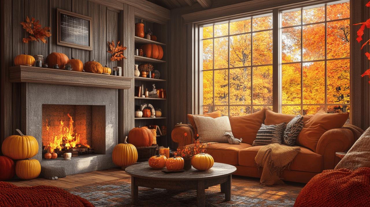 Salon cocooning : idees deco aux couleurs automnales et charme d’antan